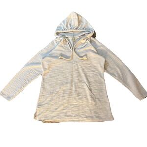 Sandiva Textured Knit Hoodie XL White Nautical Rope Beachcore Cottagecore Pullov